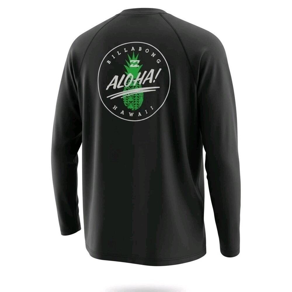 Billabong Loosefit UV Sun Protect Hawaii Surf Shirt Sz Large Black Long Sleeve